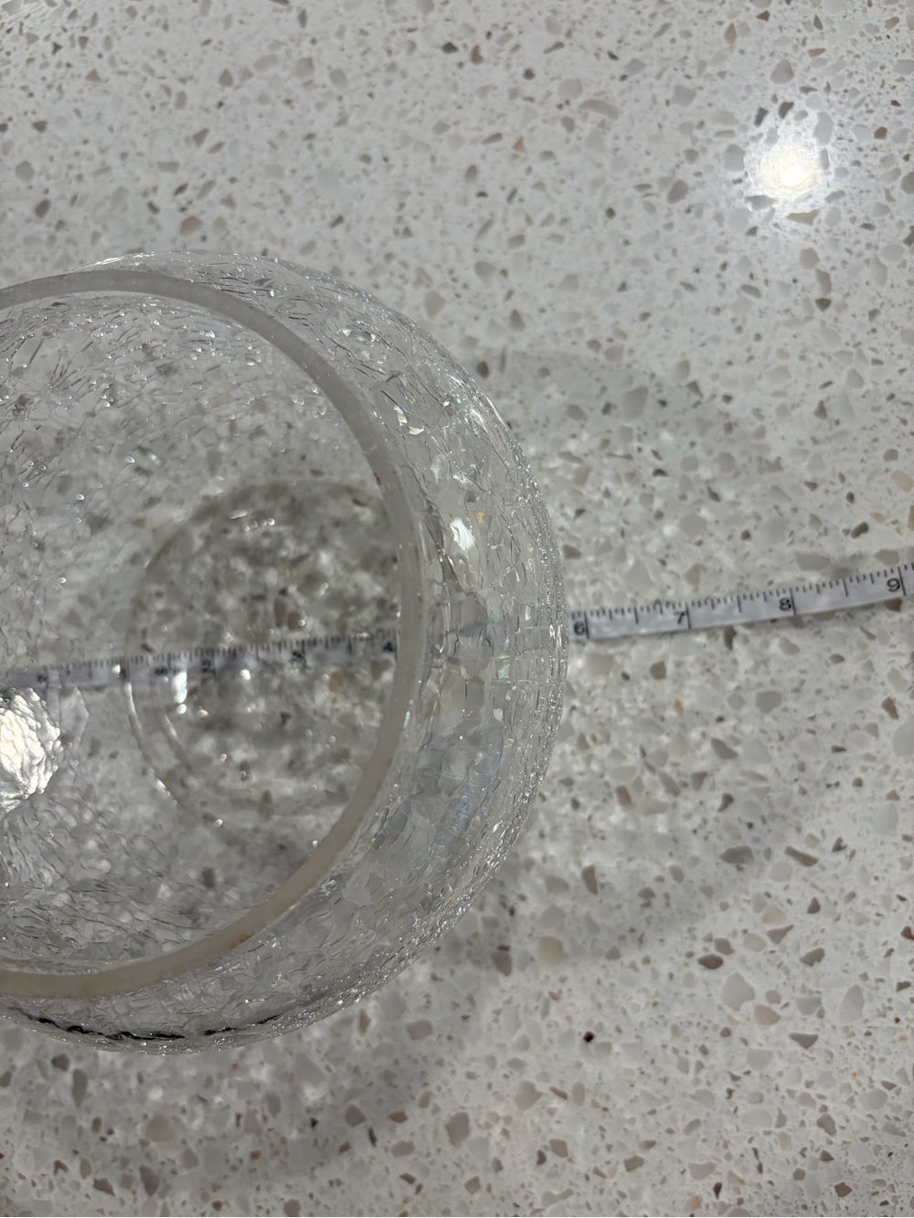 Clear Crackle Glass Vase - Small Rounded Bowl 6” - Picture 4 of 4